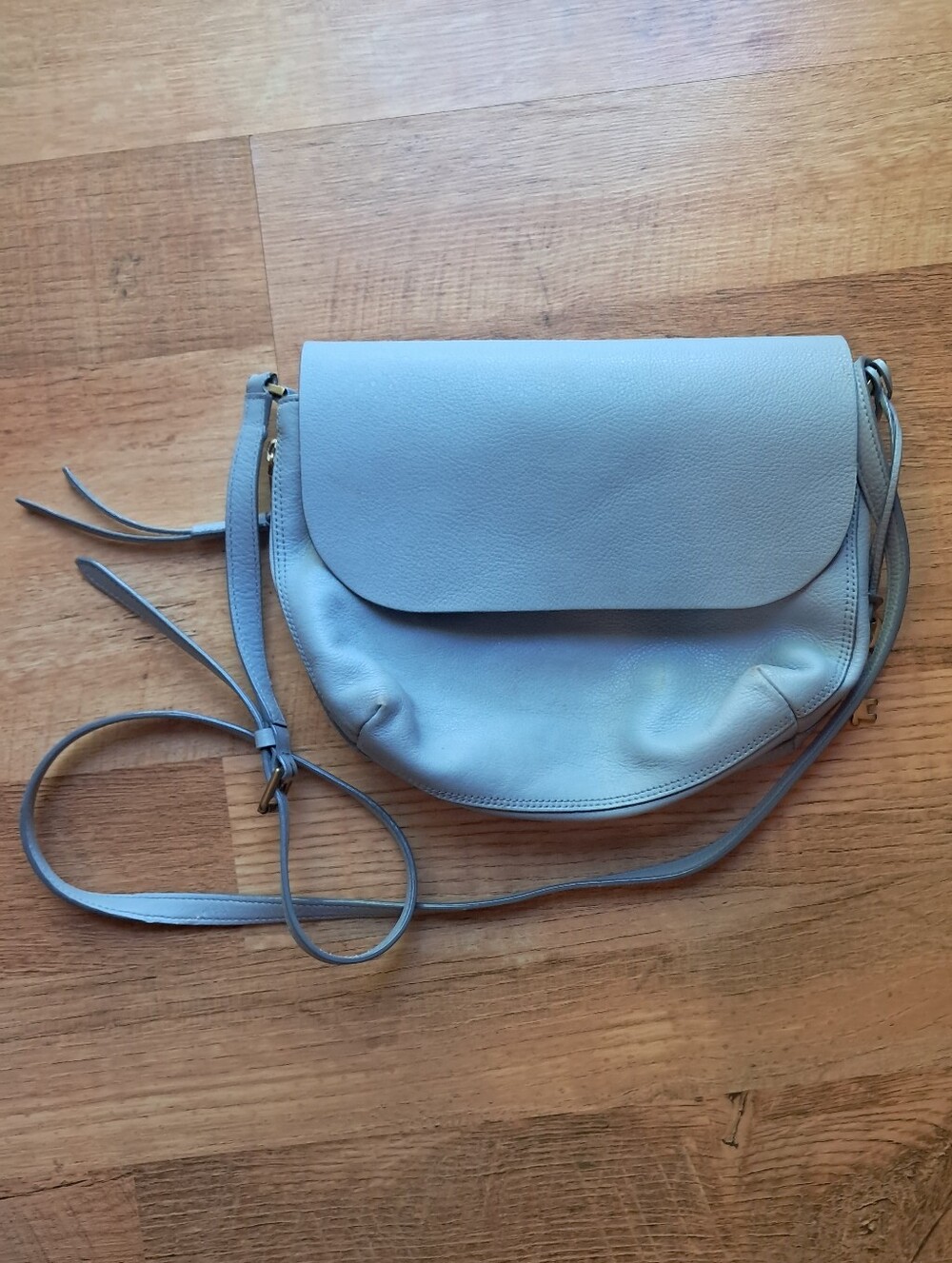 Fossil Light Blue Leather Crossbody Bag - Minimalist Women's Shoulder Bag